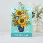Get Well Soon Sunflower Vase Greeting Card (スタンド正面)