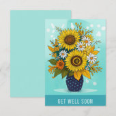 Get Well Soon Sunflower Vase Greeting Card (正面/裏面)