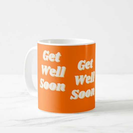 Get well soon text on orange コーヒーマグカップ (正面左)