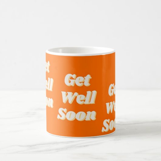 Get well soon text on orange コーヒーマグカップ (中央)