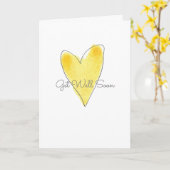 Get Well Soon Yellow Watercolor Heart Love カード (黄色い花)
