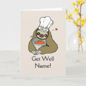 Get Well Soop Slothカードパーソナライズされたテンプレート カード (黄色い花)