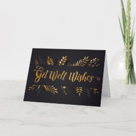 Get Well Wishesブラック金ゴールド植物学 カード