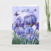 Get Well with a Purple Iris Garden and Butterflies カード (正面)