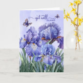 Get Well with a Purple Iris Garden and Butterflies カード (黄色い花)