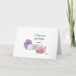 Get Well with Bandaid and Flowers Card サンキューカード