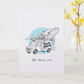 Get whale soon get well soon punny funny card カード (黄色い花)