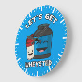 Get Wheysted - おもしろいボディビルトレーニング ラージ壁時計 (傾斜)