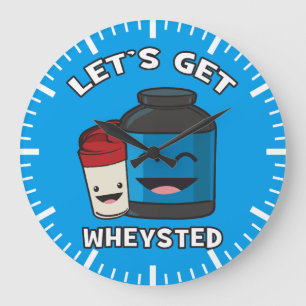 Get Wheysted - おもしろいボディビルトレーニング ラージ壁時計