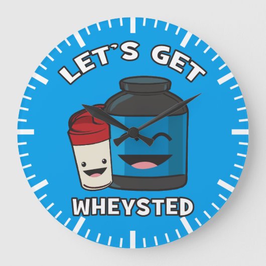 Get Wheysted - おもしろいボディビルトレーニング ラージ壁時計 (正面)