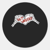 Get Wrecked Skeleton Hand Heart Classic ラウンドシール (正面)