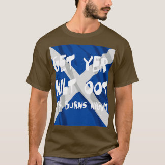 Get Yer Kilt Ootその火傷の夜の白い文字とS Tシャツ