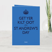 Get Yer Kilt Oot Its St Andrews Day Blue Text カード (裏面)