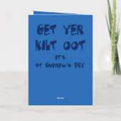 Get Yer Kilt Oot Its St Andrews Day Fun Blue Text カード (裏面)