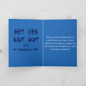 Get Yer Kilt Oot Its St Andrews Day Fun Blue Text カード (内部)
