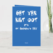 Get Yer Kilt Oot Its St Andrews Day Fun White Text カード (裏面)