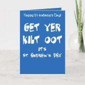 Get Yer Kilt Oot Its St Andrews Day Fun White Text カード (正面)