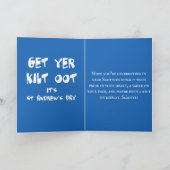Get Yer Kilt Oot Its St Andrews Day Fun White Text カード (内部)