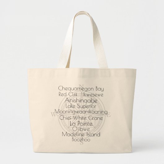 Get Your Bearings on Madeline Island Tote Bag ラージトートバッグ (正面)
