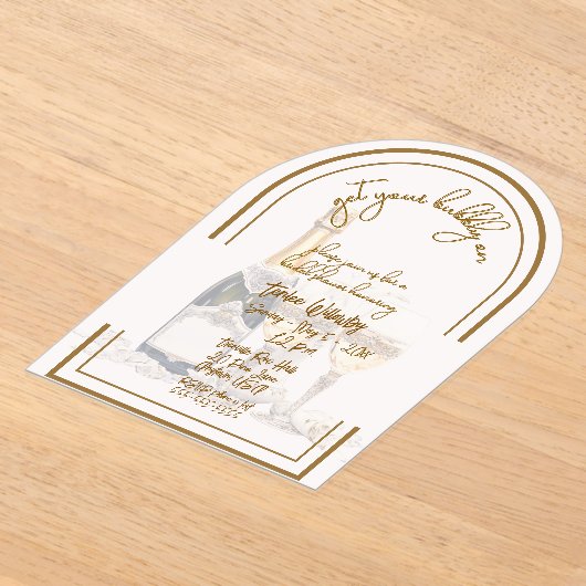 Get Your Bubbly On Wedding Shower アクリル招待状 (レイダウン)