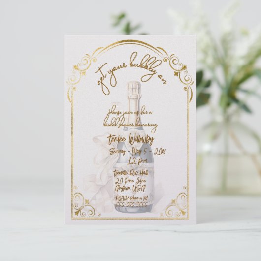 Get Your Bubbly On Wedding Shower 招待状 (スタンド正面)