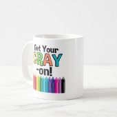 Get your Cray On Rainbow 熱狂する Crayon Art先生 コーヒーマグカップ (正面左)