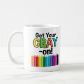 Get your Cray On Rainbow 熱狂する Crayon Art先生 コーヒーマグカップ (左)