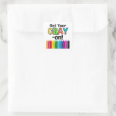 Get your Cray On Rainbow 熱狂する Crayon Art先生 スクエアシール (バッグ)