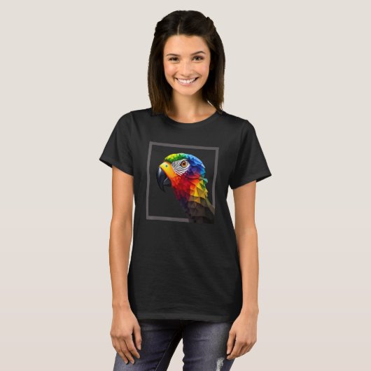 GET YOUR WILD ON Stylisch Polygon Parrot Head Tシャツ (正面フル)