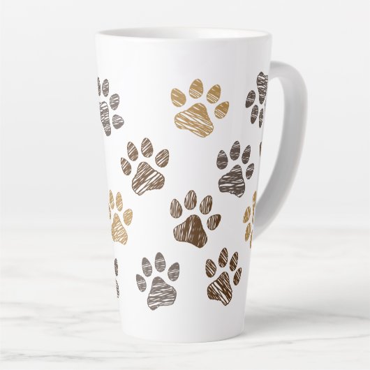 Getekende honden, katten pootje. Hond, kat poten. カフェラテマグ (右アングル)