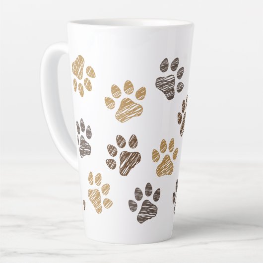 Getekende honden, katten pootje. Hond, kat poten. カフェラテマグ (左アングル)