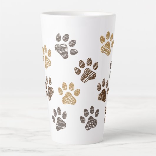 Getekende honden, katten pootje. Hond, kat poten. カフェラテマグ (正面)