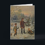 Getting a Christmas Tree シーズンカード<br><div class="desc">"Vorweilnacht" Christmas tree.  Fine art by 19th century German artist  F Kruger.  Picture depicts grandfather and grandson cutting down a Christmas tree.</div>