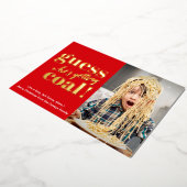 Getting Coal金ゴールドおもしろい写真クリスマス 箔シーズンカード (回転した状態)