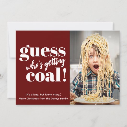Getting Coal おもしろい Photo Christmas Card (正面)