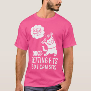 Getting Fitダンベルトレーニング子猫おもしろいWeightlif Tシャツ