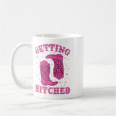 Getting Hitched Bride Groom Western 結婚's Bachel コーヒーマグカップ (左)