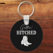 Getting Hitched Bride Western女性のカーボーイバチェロット キーホルダー (正面)
