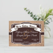Getting Hitched Burlap 素朴結婚式招待状 招待状 (スタンド正面)