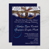 Getting Hitched Navy Horseshoe結婚式招待状 招待状 (正面/裏面)