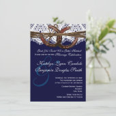Getting Hitched Navy Horseshoe結婚式招待状 招待状 (スタンド正面)
