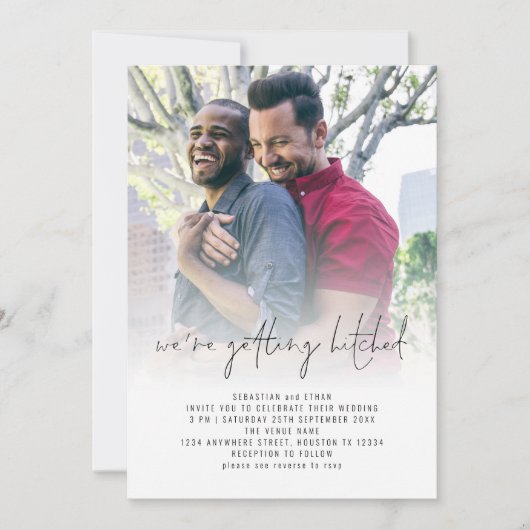 Getting Hitched QR Photo Overlayゲイ結婚's 招待状 (正面)