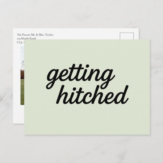 Getting Hitched Save the Date Postcard ポストカード (正面/裏面)