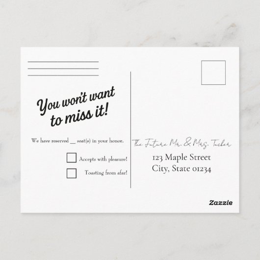 "Getting Hitched" Wedding Elopement Postcard ポストカード (裏面)