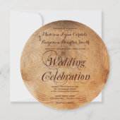 Getting Hitched Wood Treeリングや輪結婚式招待状 招待状 (裏面)