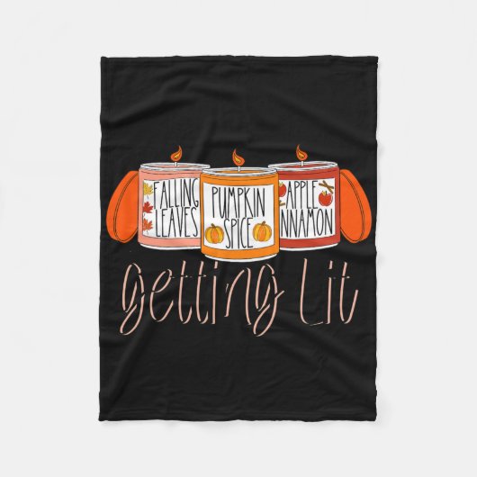 Getting Lit秋香りキャンドルカボチャスパイスタ フリースブランケット (正面)