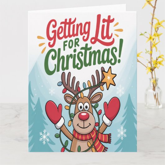 Getting Lit Christmas カード (黄色い花)