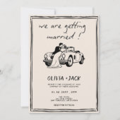 Getting Married Hand Drawn Photo QR Code Wedding 招待状 (正面)