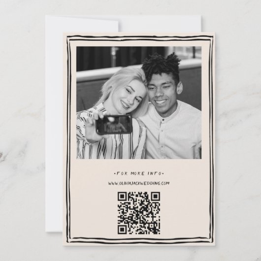 Getting Married Hand Drawn Photo QR Code Wedding 招待状 (裏面)
