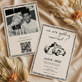 Getting Married Hand Drawn Photo QR Code Wedding 招待状